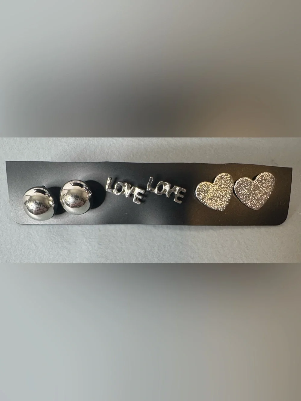 Silver Tone Love & Heart Earring Set - Women Accessories
